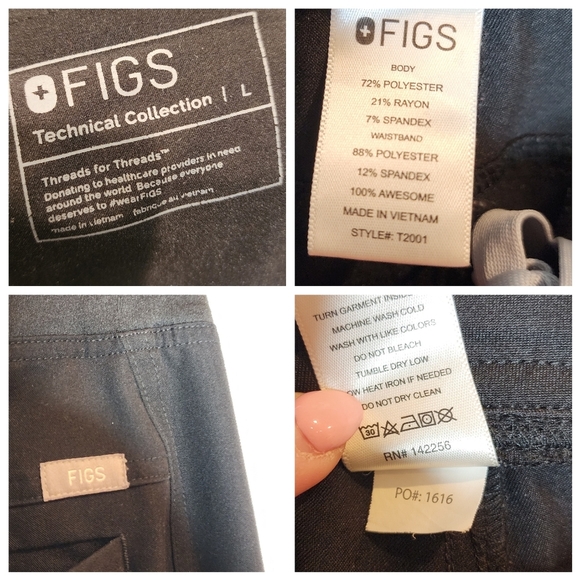 Figs Axim Cargo Black Scrub Pants Men's size Large 7 pockets - Picture 3 of 15